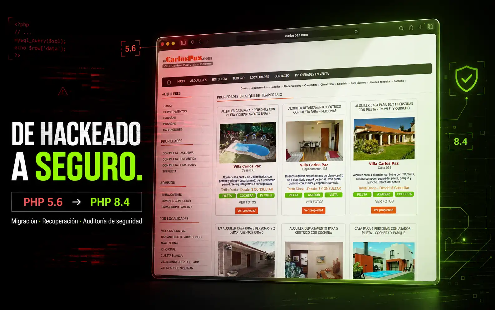 A Carlos Paz - Auditoría de Seguridad + Migración PHP 8.4