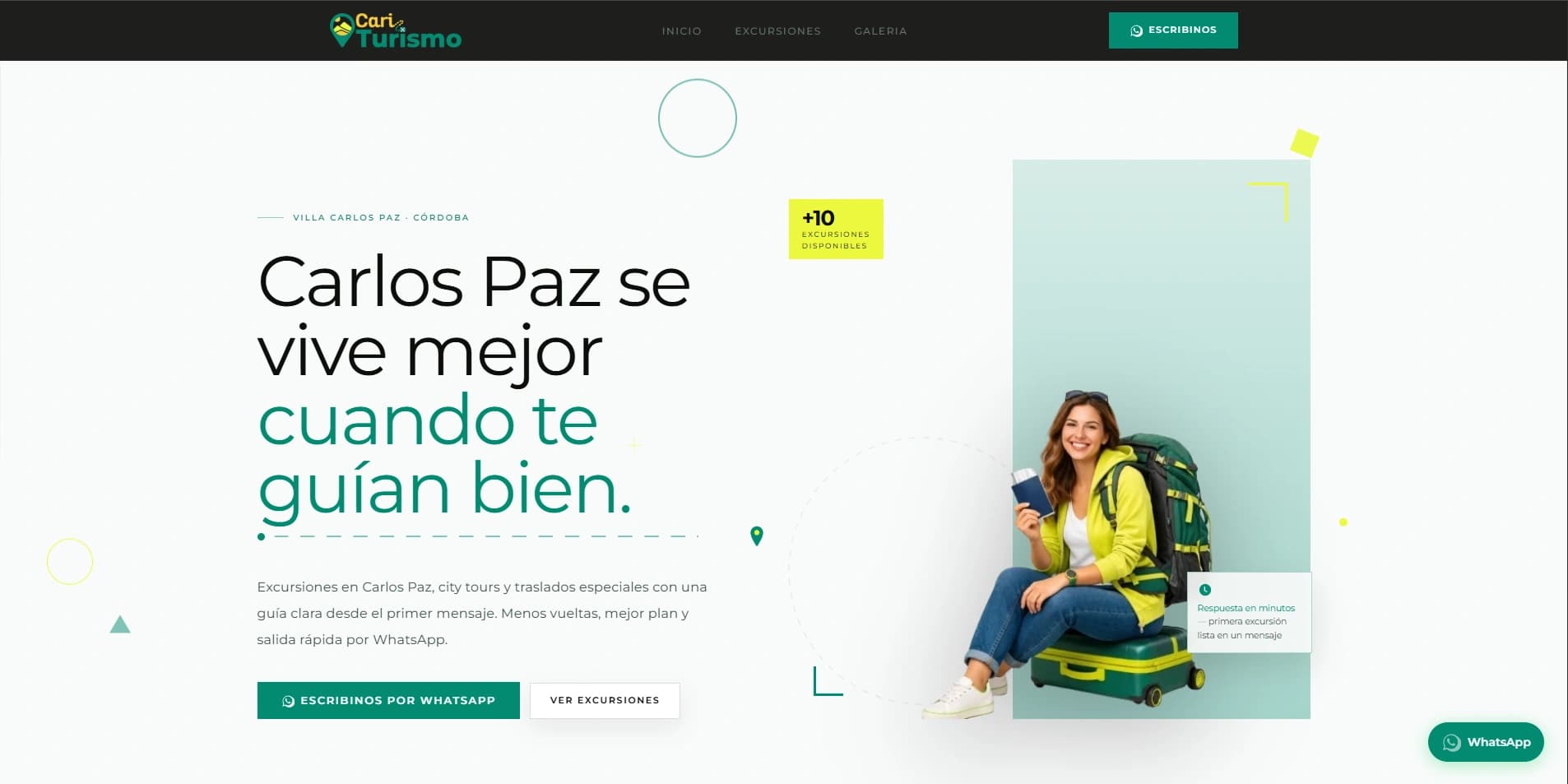 Cari Turismo - Landing Page + WhatsApp Conversion